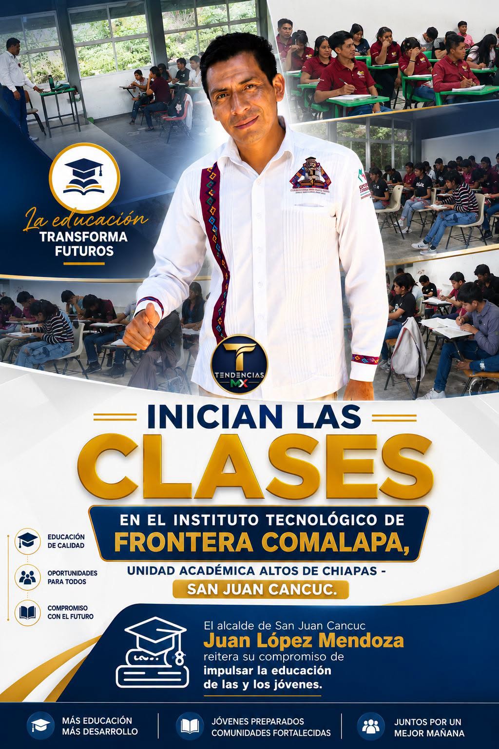 Juan López Méndoza reitera su compromiso con impulsar la educación de las y los jóvenes.