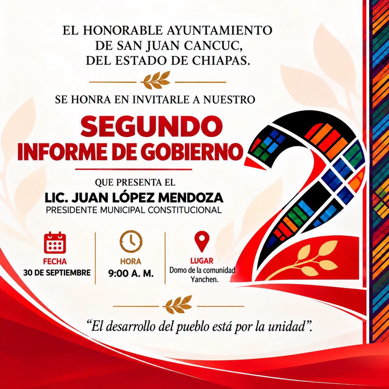 ATENTA INVITACIÓN AL PÚBLICO EN GENERAL, AGENTES, COMITÉS,  PATRONATOS DE LAS 46 COMUNIDADES DE SAN JUAN CANCUC.